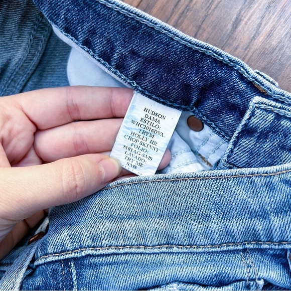 HUDSON • Holly High Rise Straight Crop Jeans distressed raw hem Try Me wash - Picture 4 of 7